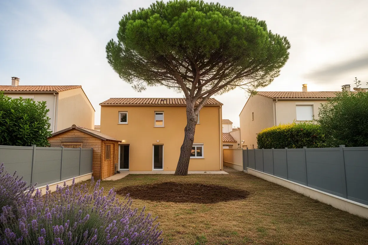 Pin incliné avant abattage à Castelnau-le-Lez