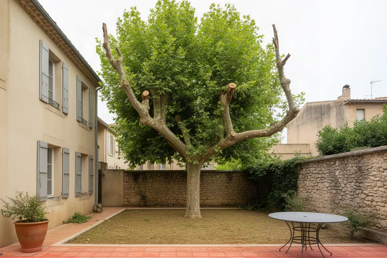 Platane dense avant taille douce à Montpellier
