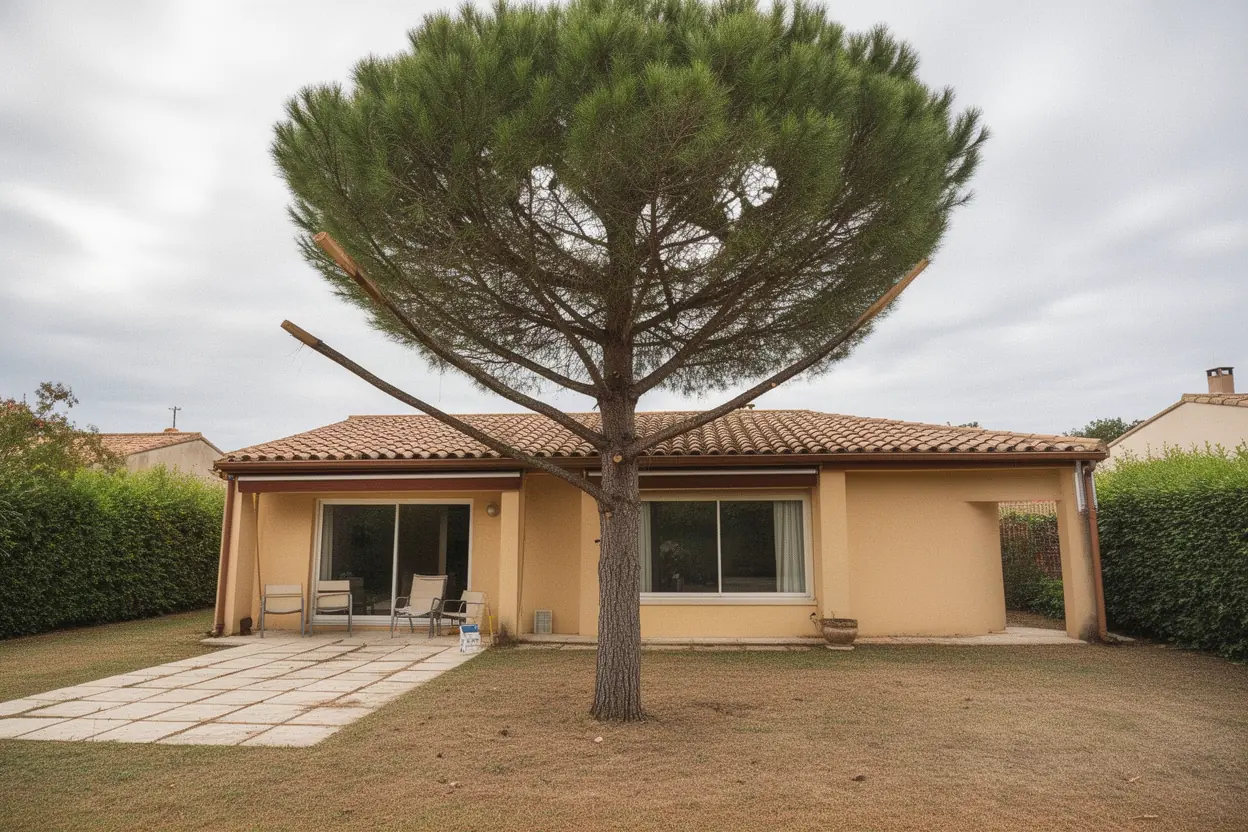 Pin éclairci après taille à Montpellier